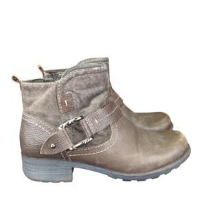 Earth Origins Paris Ankle Boots‎ Booties Western Women's 7 Brown Leather 2014F